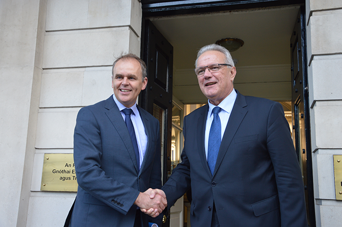 (L-R) Minister of State for Diaspora and International Development Joe McHugh T.D. and the EU Commissioner for International Cooperation and Development Neven Mimica. Oct 18th 2016 Photo courtesy of Irish Aid