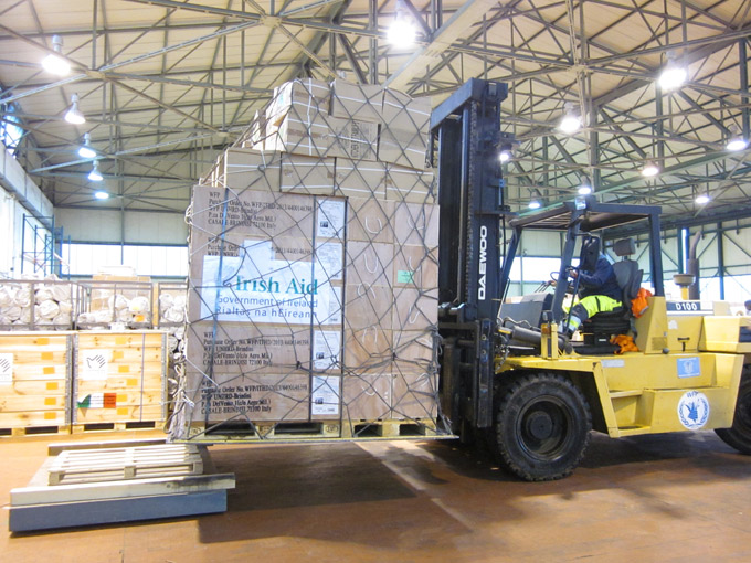 Irish Aid emergency supplies for dispatch at UNHRD Brindisi hub, Italy. Photo: UNHRD