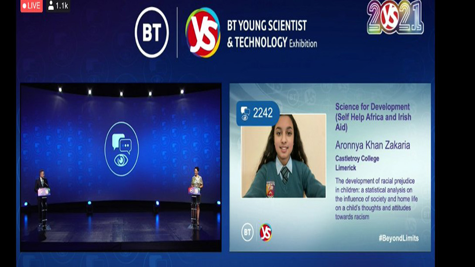 Photo credit: BTYSTE. BT Young Scientist Winner 2021 Arronya Khan Zakaria